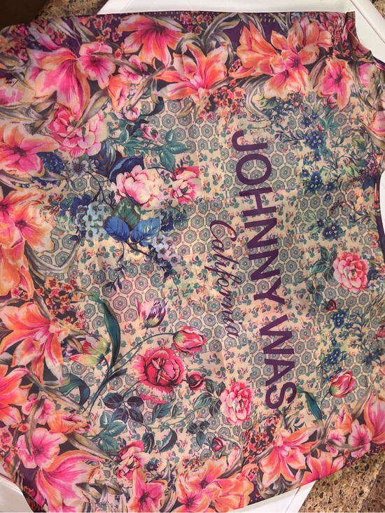Johnny Was Handbags - Johnny Was Multicolor Floral Logo Nylon Tote Bag- Pink, Blue & Cream 24x15”